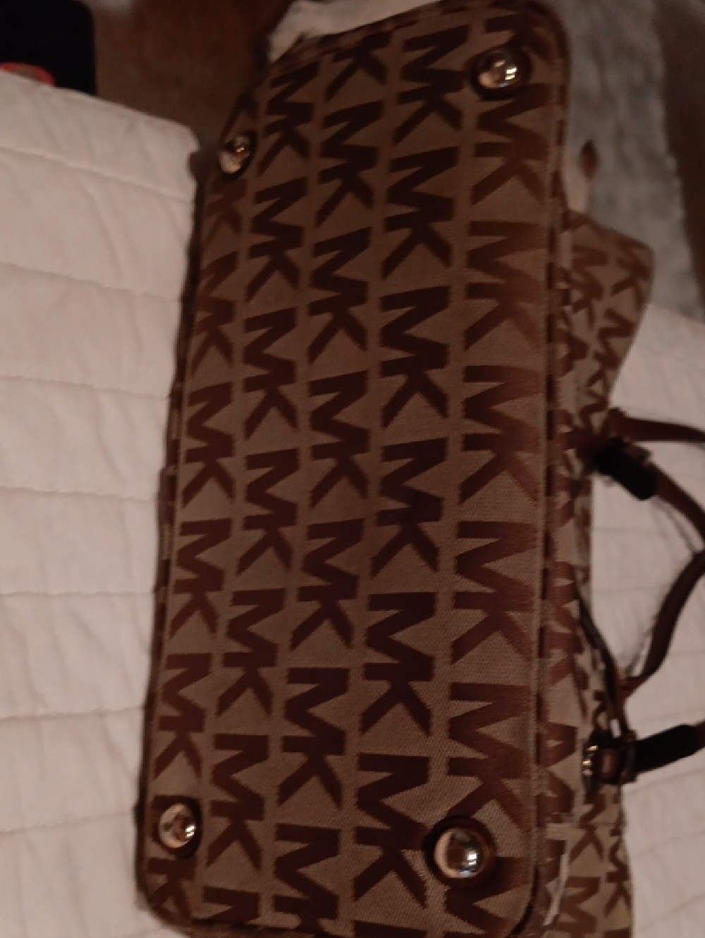 Michael Kors Monogram Brown Canvas Tote with Leather Strapso5 - Picture 6 of 10